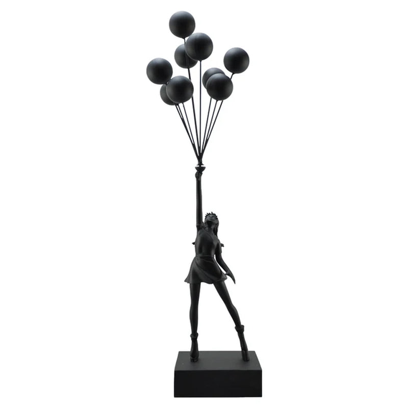 58CM Banksy Art Balloon Girl Statues Banksy Healing Flying Balloon Girl Sculpture Resin Craft Home Living Room Decor Gift