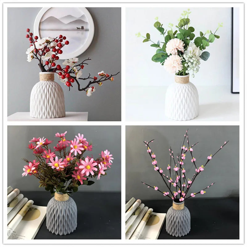 Jarrones Decorativos Moderno European Anti-Ceramic Flower Vase Room Decorations Home Ornaments Basket Flower Arrangement Vasos