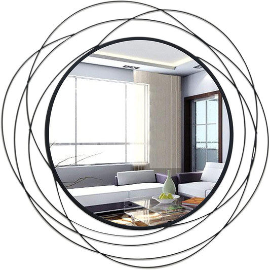 Wall Mirror Mounted round Decorative Mirrors Circle for Bathroom Vanity, Living Room or Bedroom 26.8” X26.8” (Black)