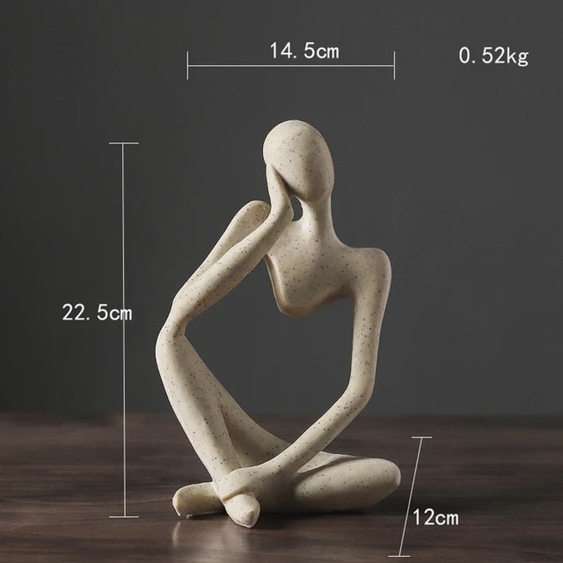 Nordic Abstract Sculpture Thinker Statue Resin Woman Figurine Office Home Decoration Accessories Decor Crafts Modern Art