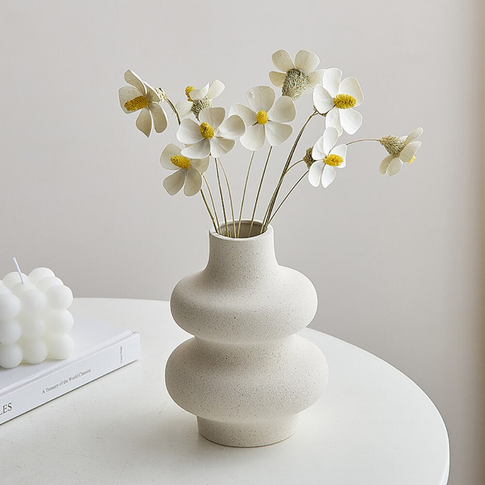 Nordic Style Ceramic Vase Decoration White Vase Modern Home Decoration Flower Pot Vase Decoration Home Living Room Decoration