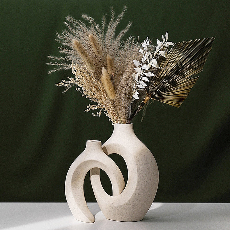 Luxury Decorative Ceramic Vase Home Decoration Accessories Nordic Flower House Interior Living Room Tabletop Modern Art
