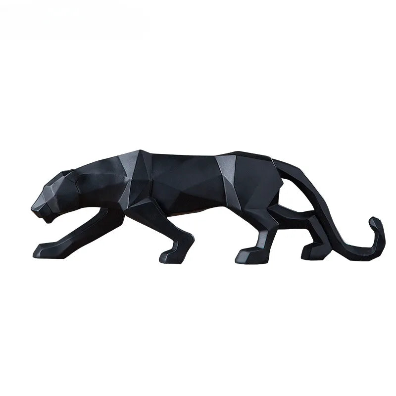 Panther Statue Animal Figurine Abstract Geometric Style Resin Leopard Sculpture Home Office Desktop Decoration Crafts
