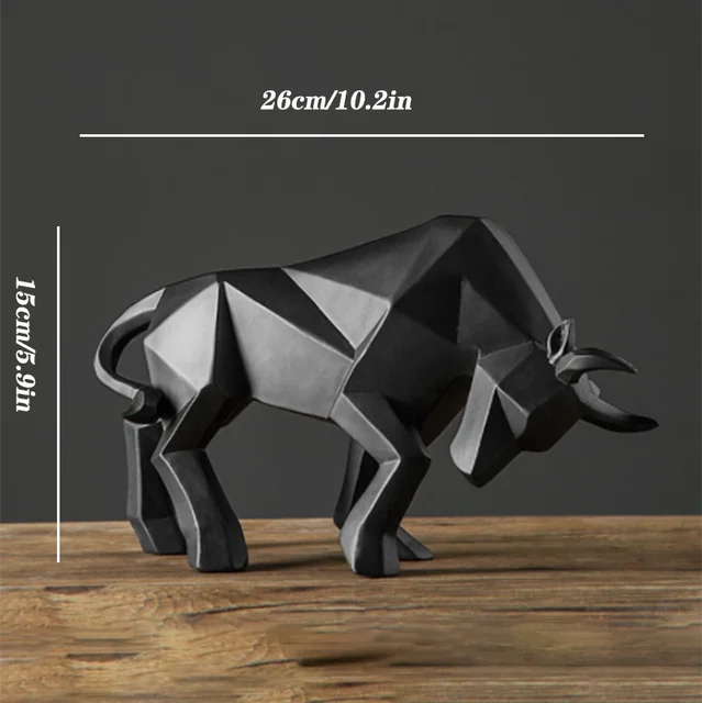 Resin Wall Street Bull Statue Bison Sculpture Decoration Abstract Animal Figurine Room Desk Home Study Decor Ornaments Gift