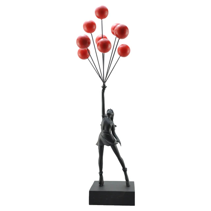 58CM Banksy Art Balloon Girl Statues Banksy Healing Flying Balloon Girl Sculpture Resin Craft Home Living Room Decor Gift